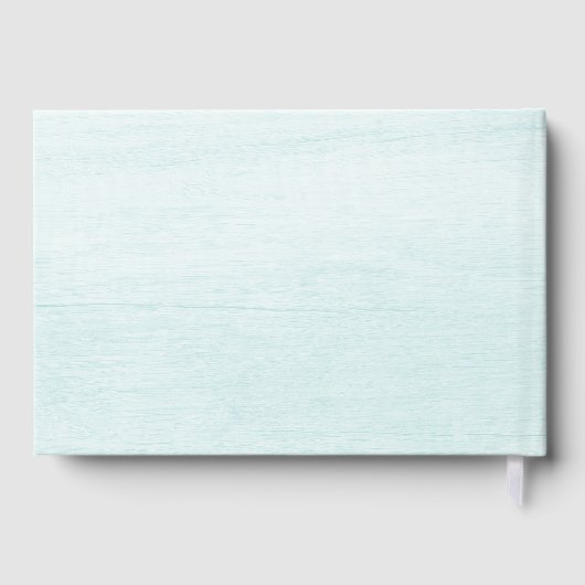 Light Blue Wood Palm Tree Beach House Gästebuch (Rückseite)