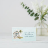 Light Blue Wood Rustic Beach House Business Card Visitenkarte (Stehend Vorderseite)