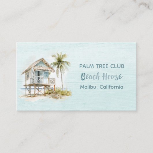 Light Blue Wood Rustic Beach House Business Card Visitenkarte (Vorderseite)