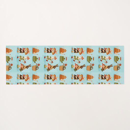 Light blue wrapping paper featuring a repeated  yogamatte (Rückseite (Horizontal))
