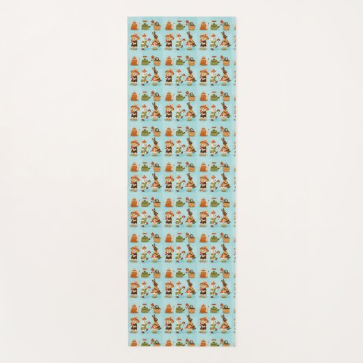 Light blue wrapping paper featuring a repeated  yogamatte (Vorderseite)