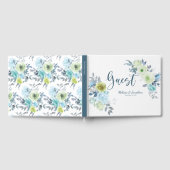 Light Blue Yellow Green Floral WedgeGuest Book Gästebuch (Voll)