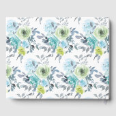 Light Blue Yellow Green Floral WedgeGuest Book Gästebuch (Rückseite)