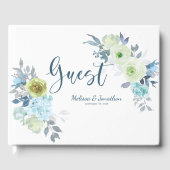Light Blue Yellow Green Floral WedgeGuest Book Gästebuch (Vorderseite)