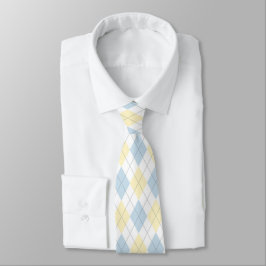 Light Blue & Yellow Rauten Necktie Krawatte