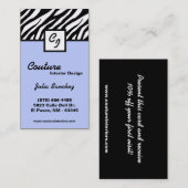 Light Blue Zebra Print personalisieren Business Ca Visitenkarte (Vorne/Hinten)