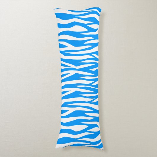 Light Blue Zebra Print Seitenschläferkissen (Vorderseite Vertikal)