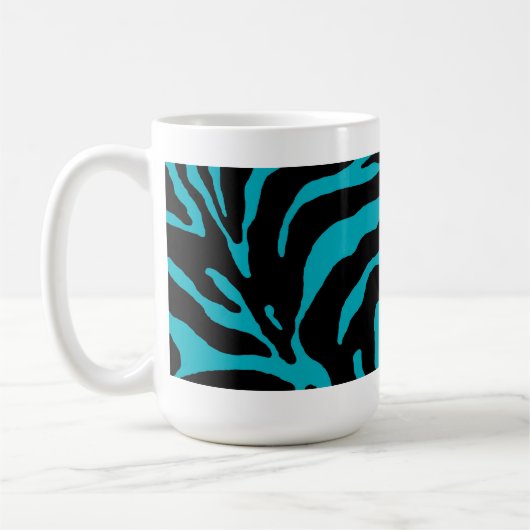 Light Blue Zebra Stripe Animal Print Kaffeetasse (Links)
