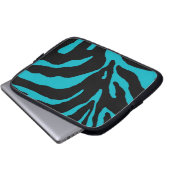 Light Blue Zebra Stripe Animal Print Laptopschutzhülle (Vorne Knopf)