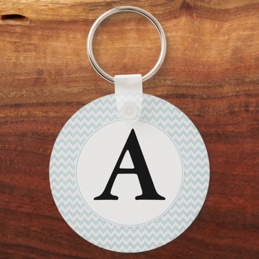 Light Blue Zickzack Monogram Schlüsselanhänger (Vorderseite)