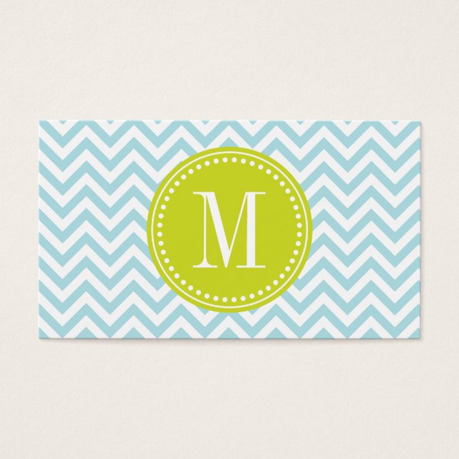Light Blue Zickzack Zigzag Personalisiert Monogram (Vorderseite)