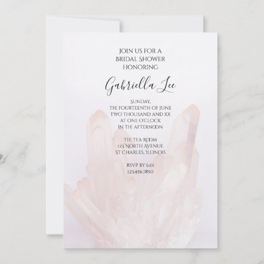 Light Blush Pink Crystals Brautparty Einladung (Vorderseite)