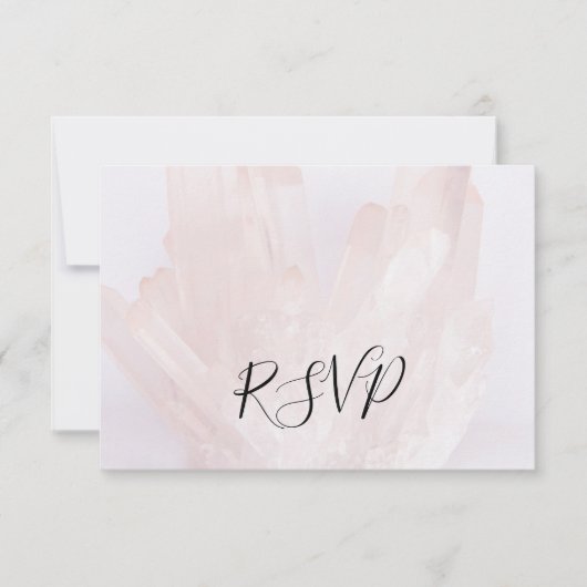 Light Blush Pink Crystals Wedding RSVP Replik Card (Vorderseite)