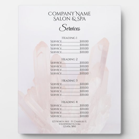 Light Blush Pink Crystals Wellness-Center Salon Se Fotoplatte (Vorderseite)