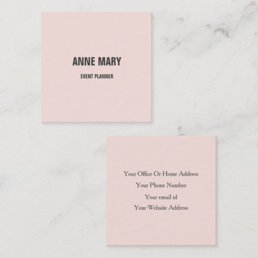 Light Blush Pink Gray Moderne, fein helle Klasse Quadratische Visitenkarte (Vorne/Hinten)