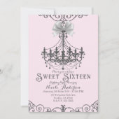 Light Blush Pink Silver White Bow Sweet 16 Sechzeh Einladung (Vorderseite)