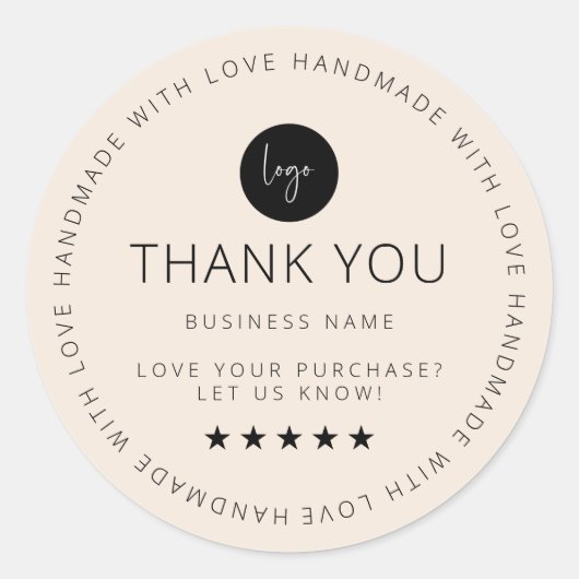 Light Boho Custom Vielen Dank Aufkleber mit Logo (Vorderseite)