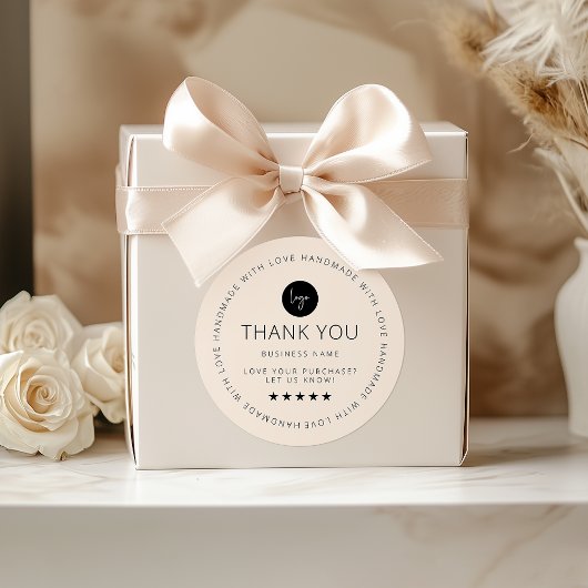 Light Boho Custom Vielen Dank Aufkleber mit Logo