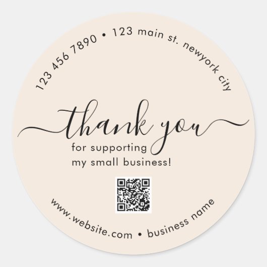 Light Boho Custom Vielen Dank Stickers mit QR-Code (Vorderseite)