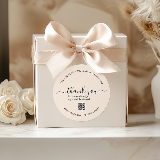 Light Boho Custom Vielen Dank Stickers mit QR-Code