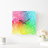 Light Bright Rainbow Abstract Swirly Patterned Quadratische Wanduhr (Zuhause)