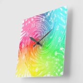 Light Bright Rainbow Abstract Swirly Patterned Quadratische Wanduhr (Winkel)