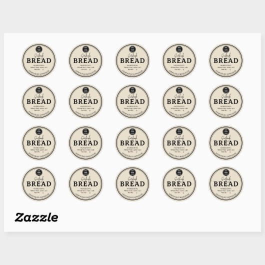 Light Brown Bakery Sourdough Bread Label Sticker (Blatt)