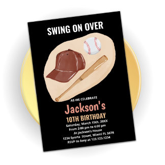 Light Brown Baseball Geburtstagseinladungen Einladung