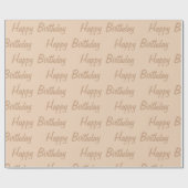 Light Brown Beige Happy Geburtstag Geschenkpapier (Flach)