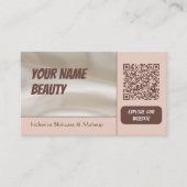 Light Brown Brown Photo-centric Beauty QR Code Visitenkarte (Vorderseite)