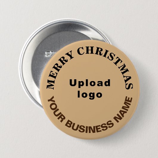Light Brown Christmas Business Round Shape Button (Vorne & Hinten)