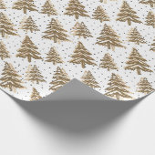Light Brown Christmas Tree & Gold Glitzer Muster Geschenkpapier (Ecke)