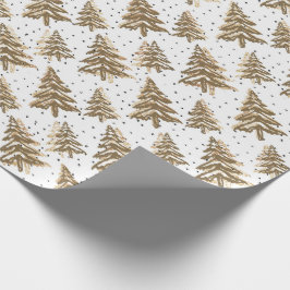 Light Brown Christmas Tree & Gold Glitzer Muster Geschenkpapier
