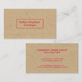 Light Brown Craft Paper Crimson Red Accent Visitenkarte (Vorne/Hinten)