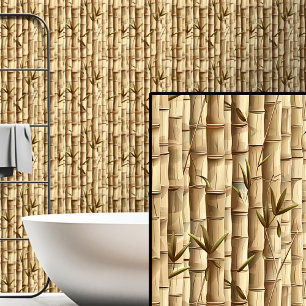 Light Brown Cream Tan Bamboo Wall Zaun Tapete