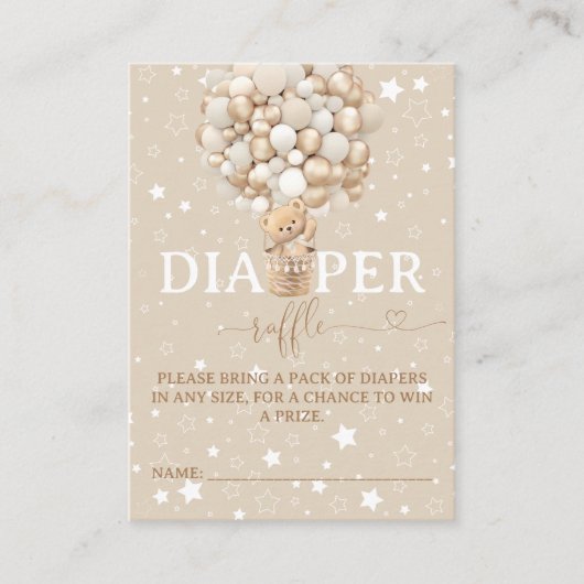 Light Brown Diaper Tombola Frühwarte Babydusche Begleitkarte (Vorderseite)