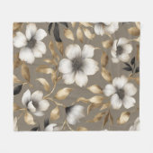 Light Brown Gold Schwarz-weiß Floral Fleecedecke (Vorderseite (Horizontal))