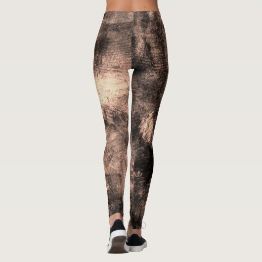 Light Brown Grunge Textured Spandex Leggings (Rückseite)