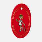 Light Brown Hair Female Tennis Player Ornament (Rechts)