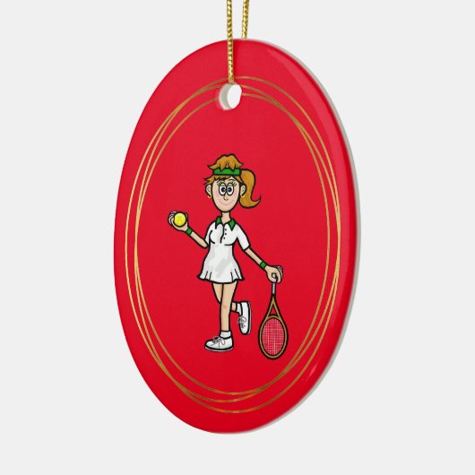 Light Brown Hair Female Tennis Player Ornament (Links)