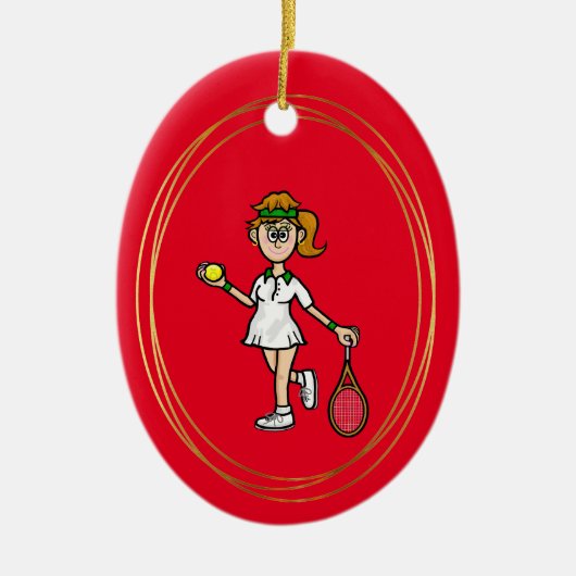Light Brown Hair Female Tennis Player Ornament (Vorne)