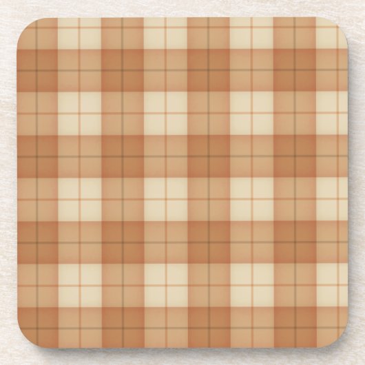 Light Brown Kariert Tartan Getränkeuntersetzer (Vorderseite)
