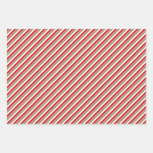 Light Brown Kraft, rot und weiß zusammengesetzt Geschenkpapier Set (Vorderseite 2)