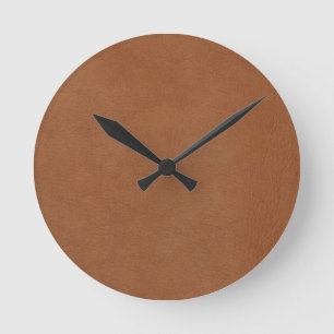 Light Brown Leather's Digital Print Round Clock Runde Wanduhr