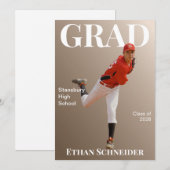 Light Brown Magazine Graduation Announcement Card Einladung (Vorne/Hinten)