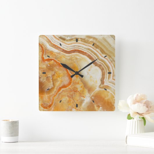 Light Brown Marble Quadratische Wanduhr (Zuhause)