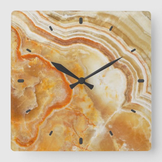 Light Brown Marble Quadratische Wanduhr (Vorderseite)