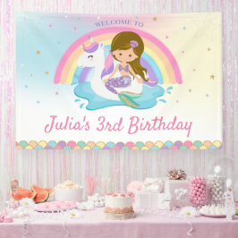 Light Brown Mermaid Unicoro Pool Geburtstag Willko Banner