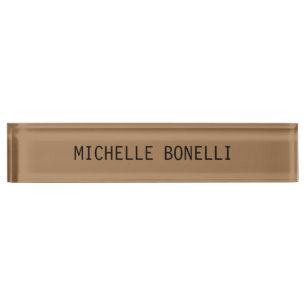 Light Brown Minimalistisch Schlicht Legible Modern Namensplakette