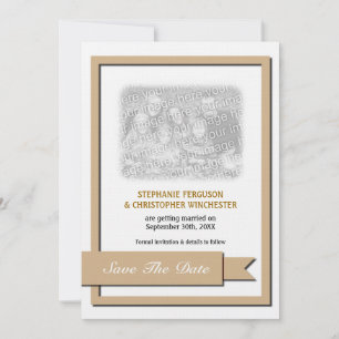 Light Brown Ribbon Save the Date Foto Einladung
